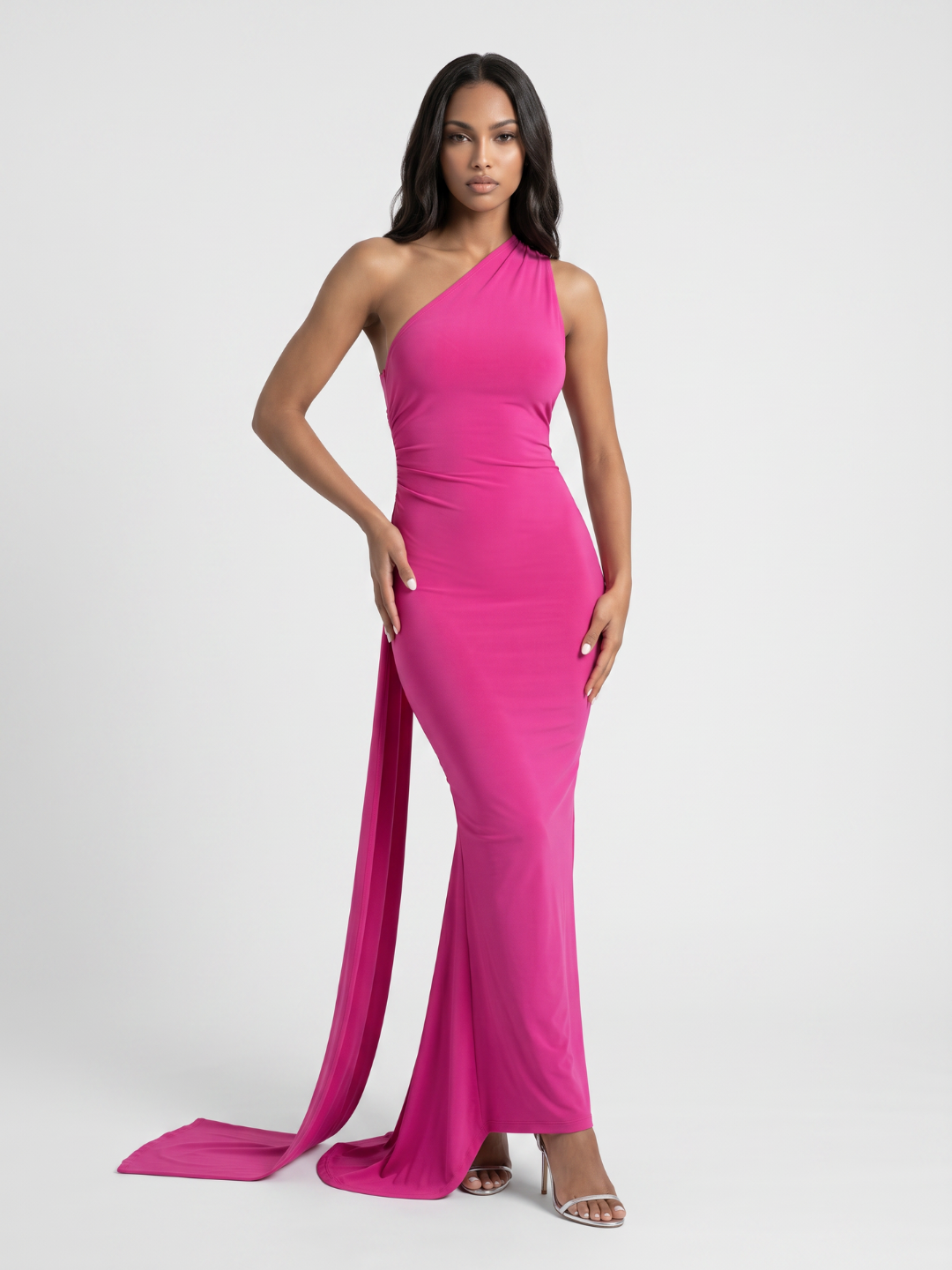 Valentina | One Shoulder Draped Sash Backless Maxi Dress