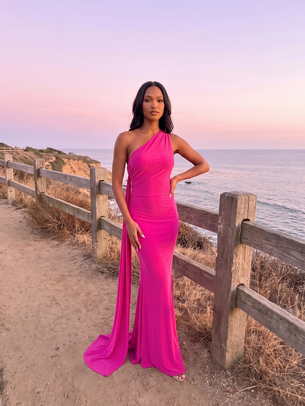 Valentina | One Shoulder Draped Sash Backless Maxi Dress
