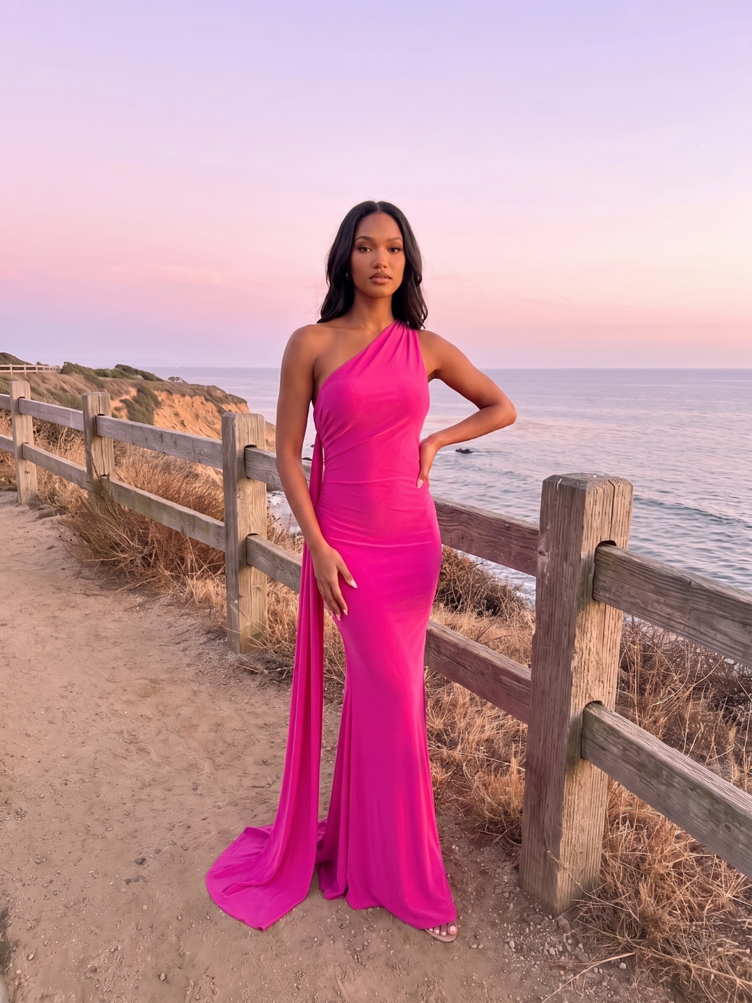 Valentina | One Shoulder Draped Sash Backless Maxi Dress