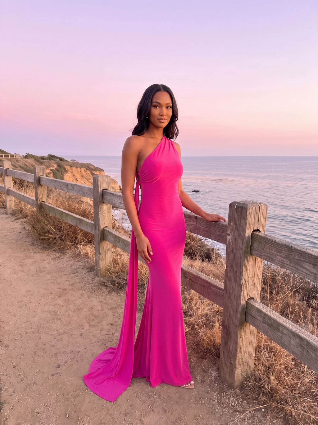 Valentina | One Shoulder Draped Sash Backless Maxi Dress