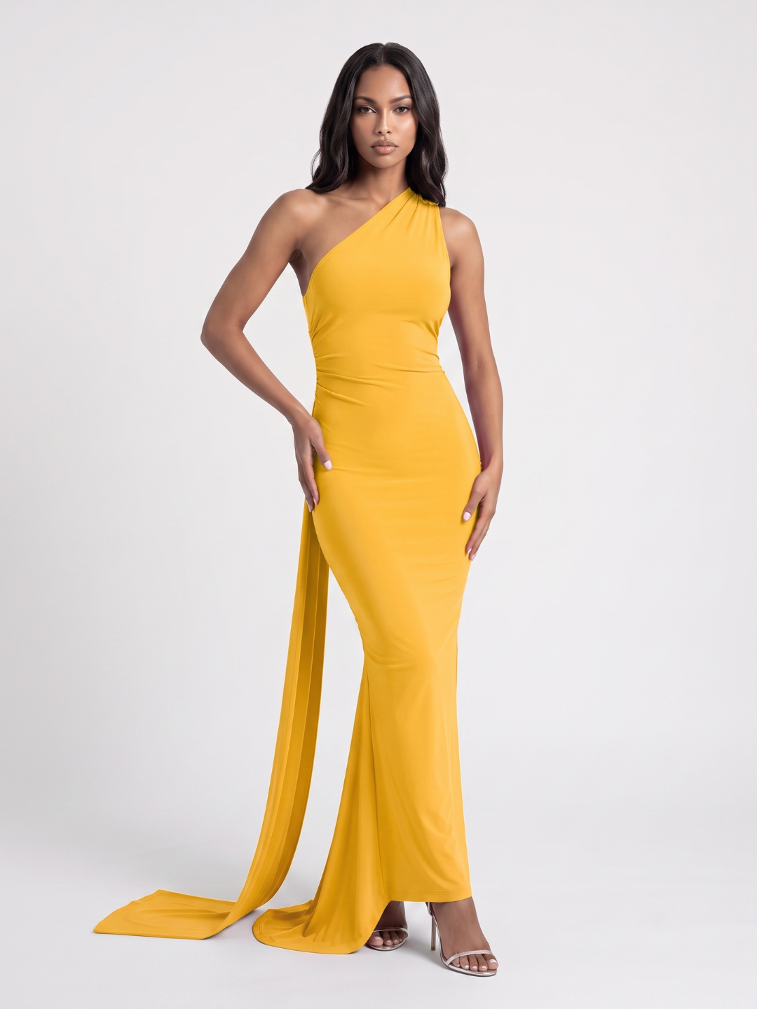 Valentina | One Shoulder Draped Sash Backless Maxi Dress