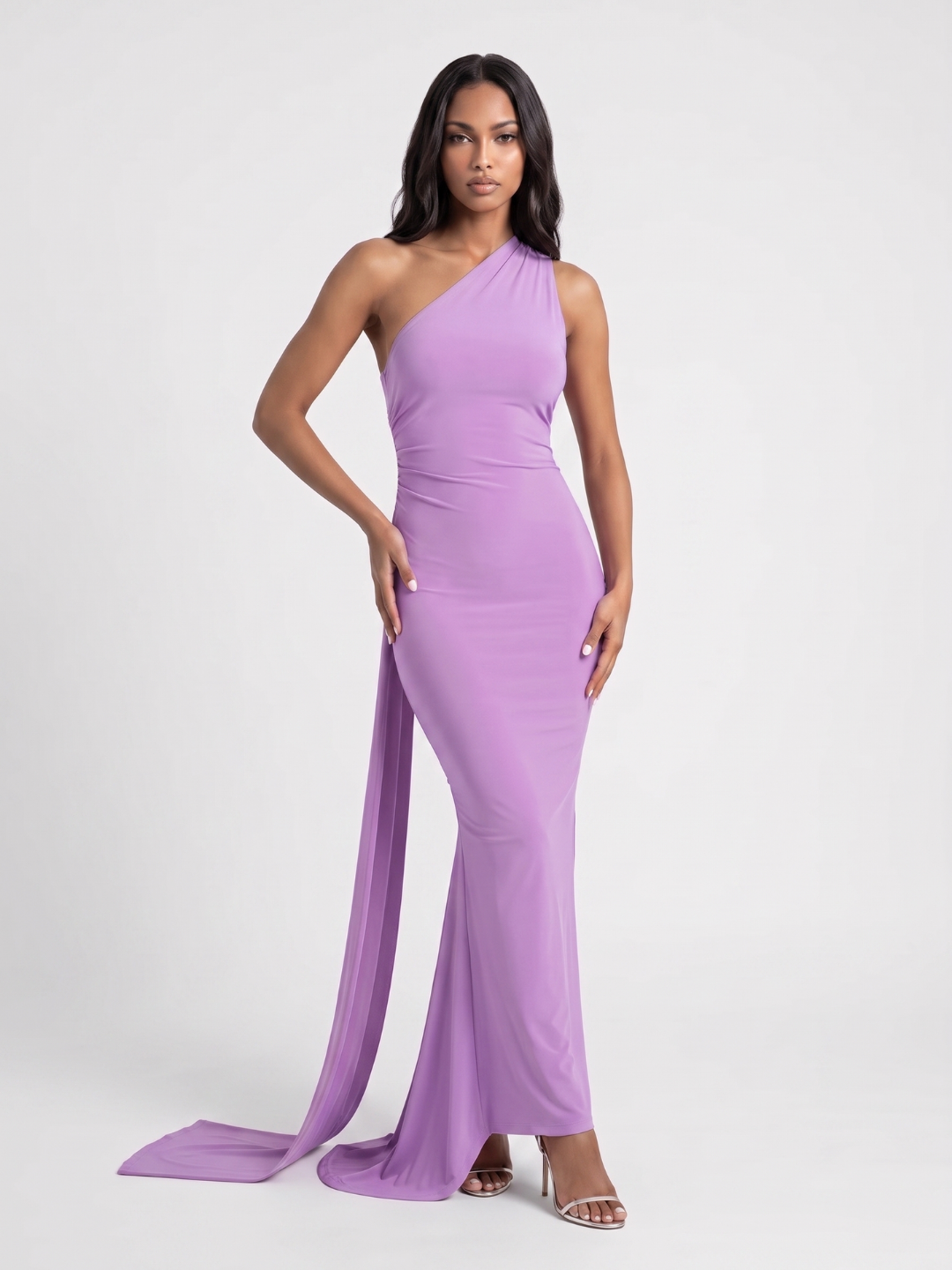 Valentina | One Shoulder Draped Sash Backless Maxi Dress