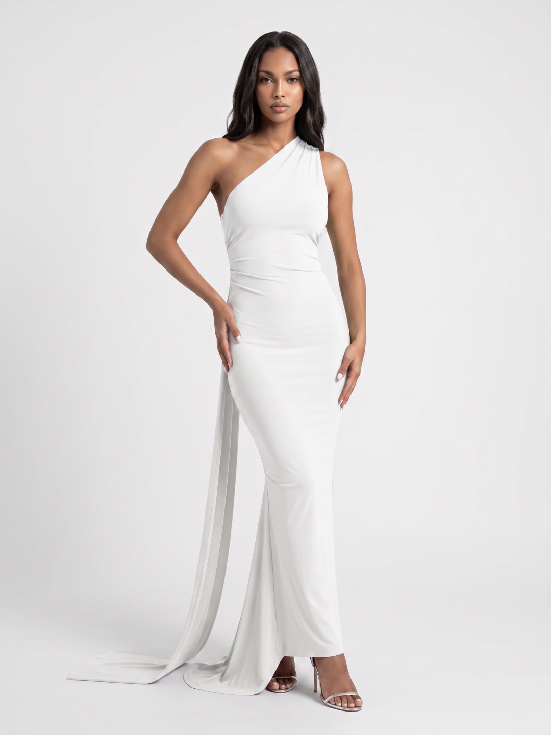 Valentina | One Shoulder Draped Sash Backless Maxi Dress
