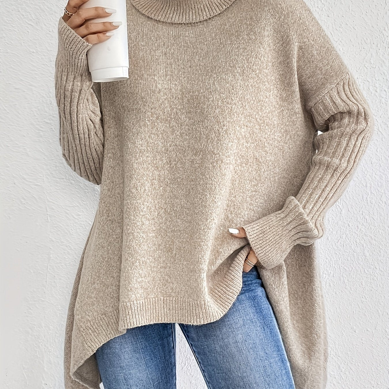 Elise | High Neck Long Sleeve Knit Pullover - view 11