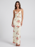 Giselle | Rose Print V-Neck Slip Maxi Dress