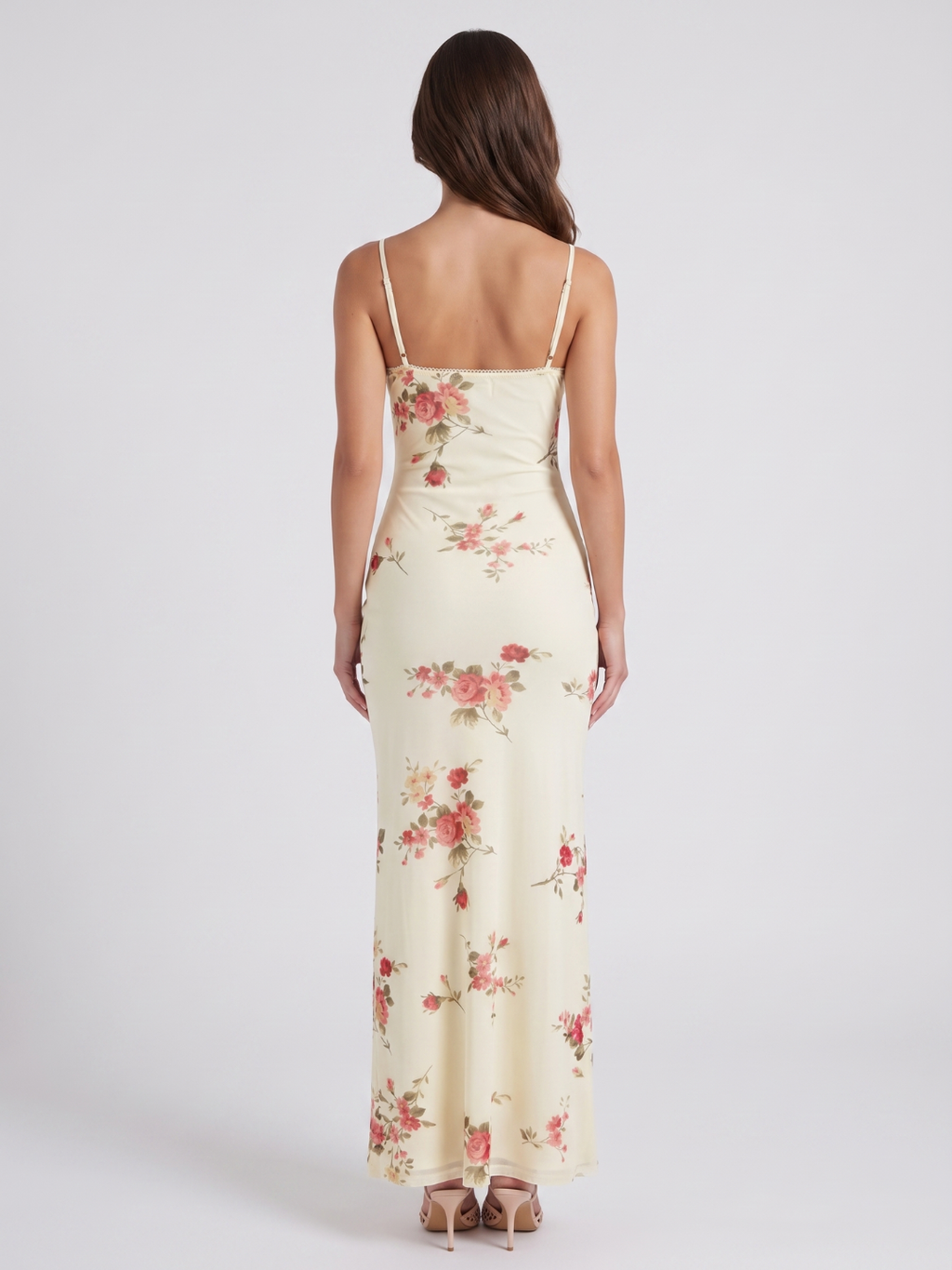 Giselle | Rose Print V-Neck Slip Maxi Dress