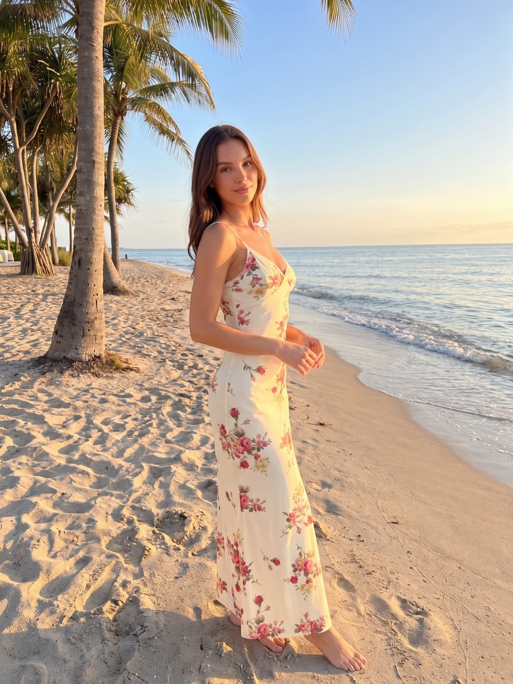 Giselle | Rose Print V-Neck Slip Maxi Dress