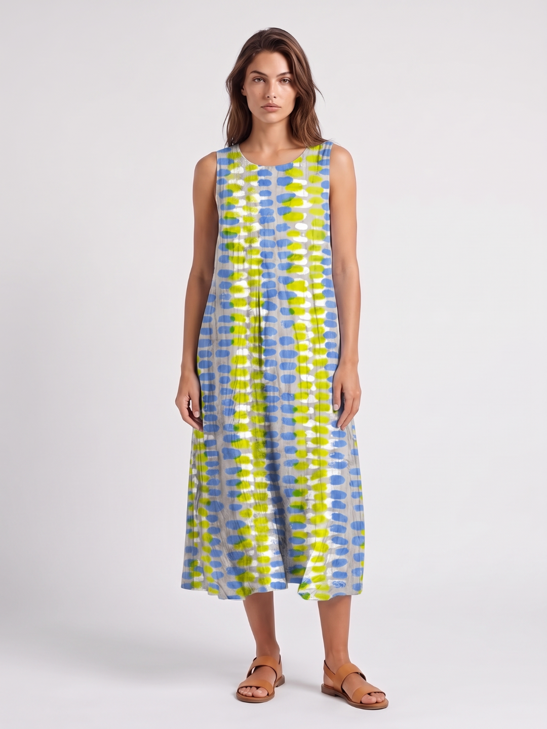 Margot | Striped Round Neck A-Line Midi Dress