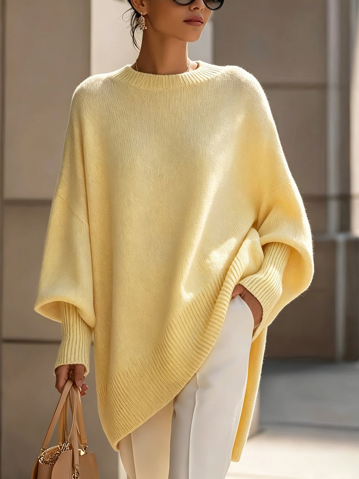 Ottilie | Lantern Sleeve Slanted Hem Sweater - view 6