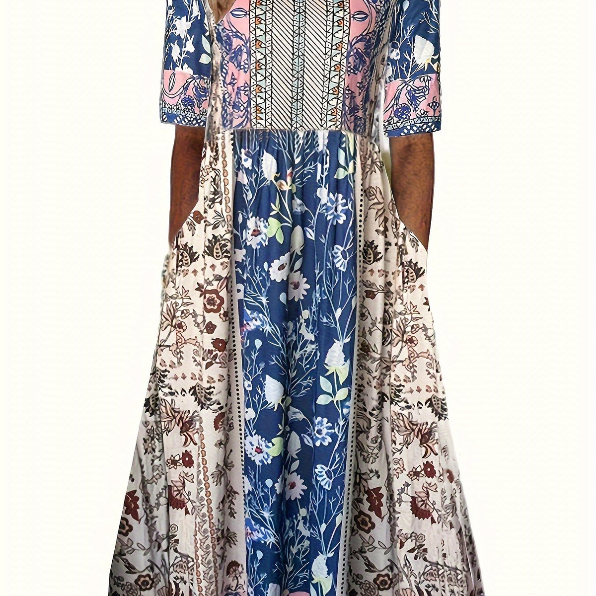 Monroe | Colour-Block Floral Midi Dress (Plus)