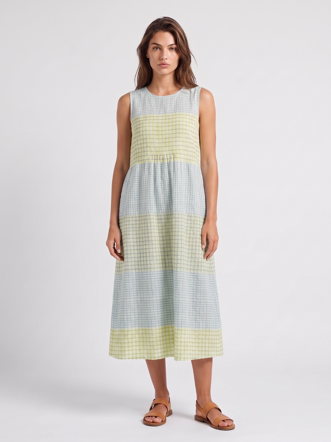 Margot | Striped Round Neck A-Line Midi Dress