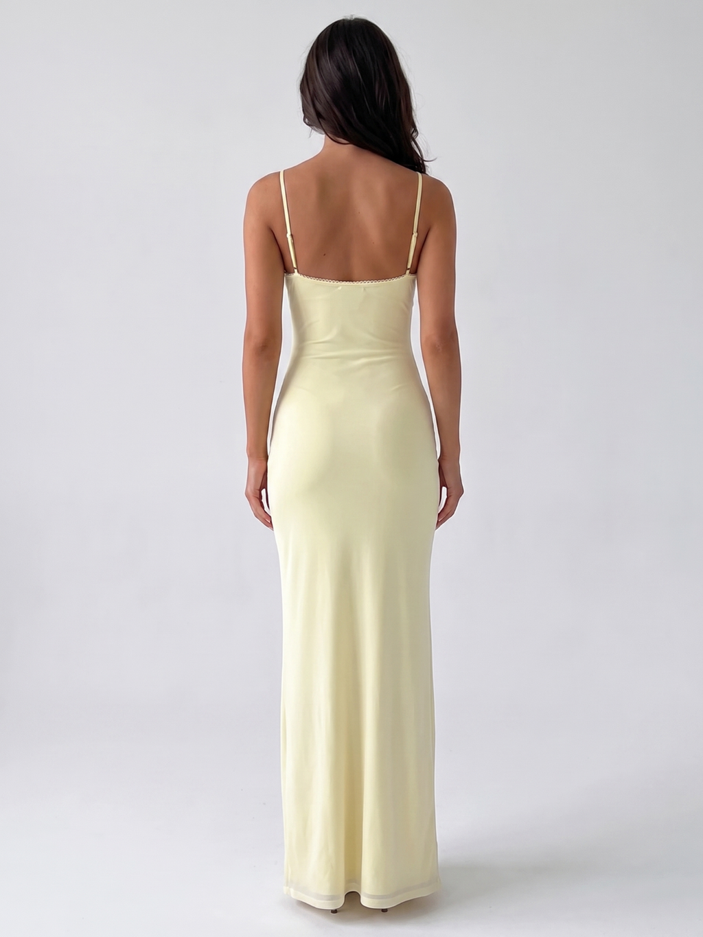 Lisette | V-Neck Picot Trim Slip Maxi Dress