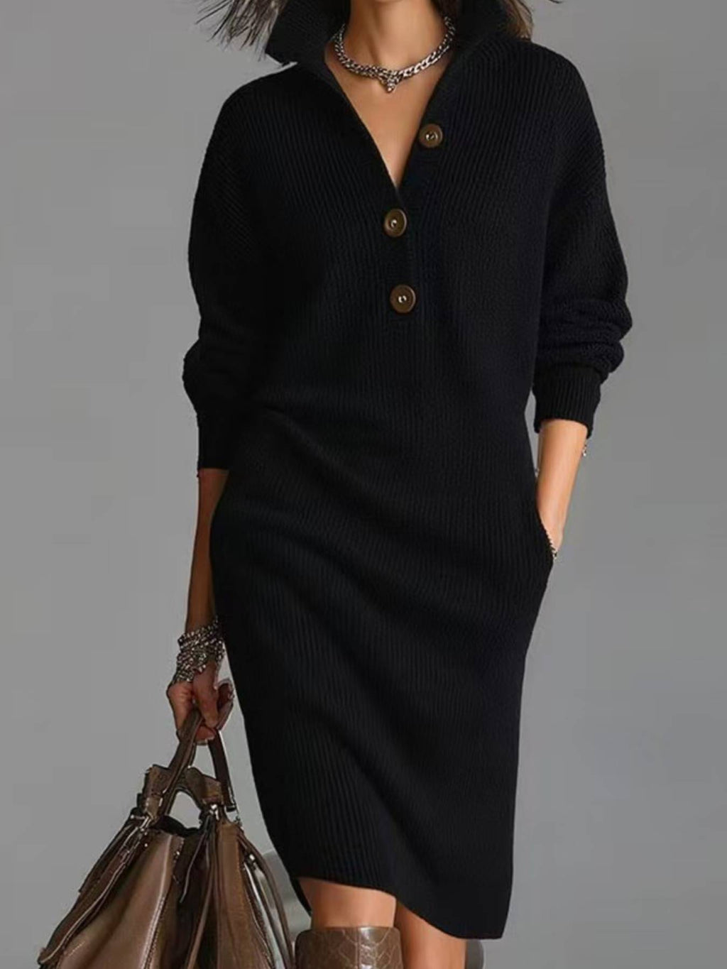 Kennedy | Raglan Sleeve Single-Breasted Dress