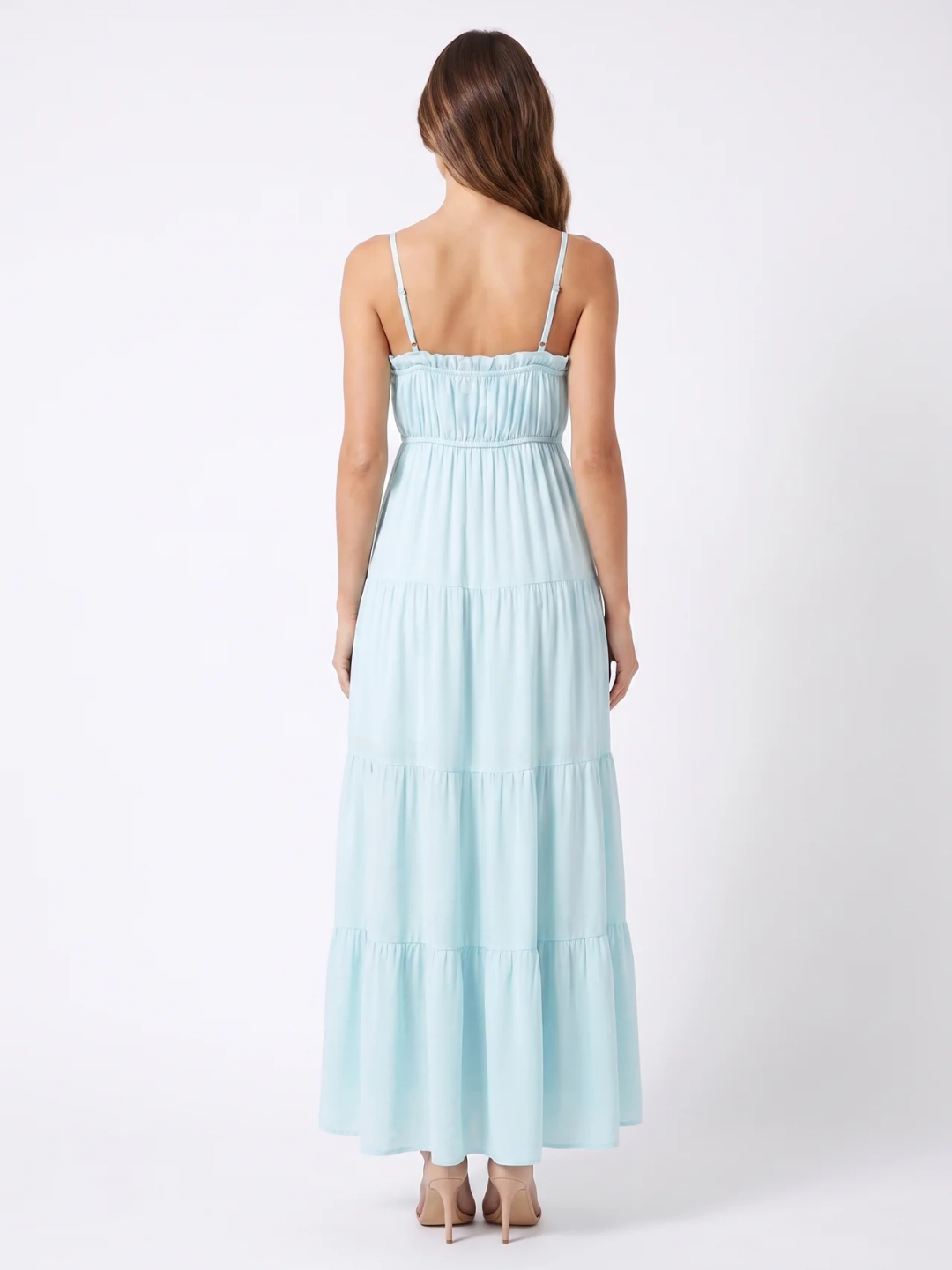 Fiorella | Frill Trim Cinched Waist Tiered Maxi Dress