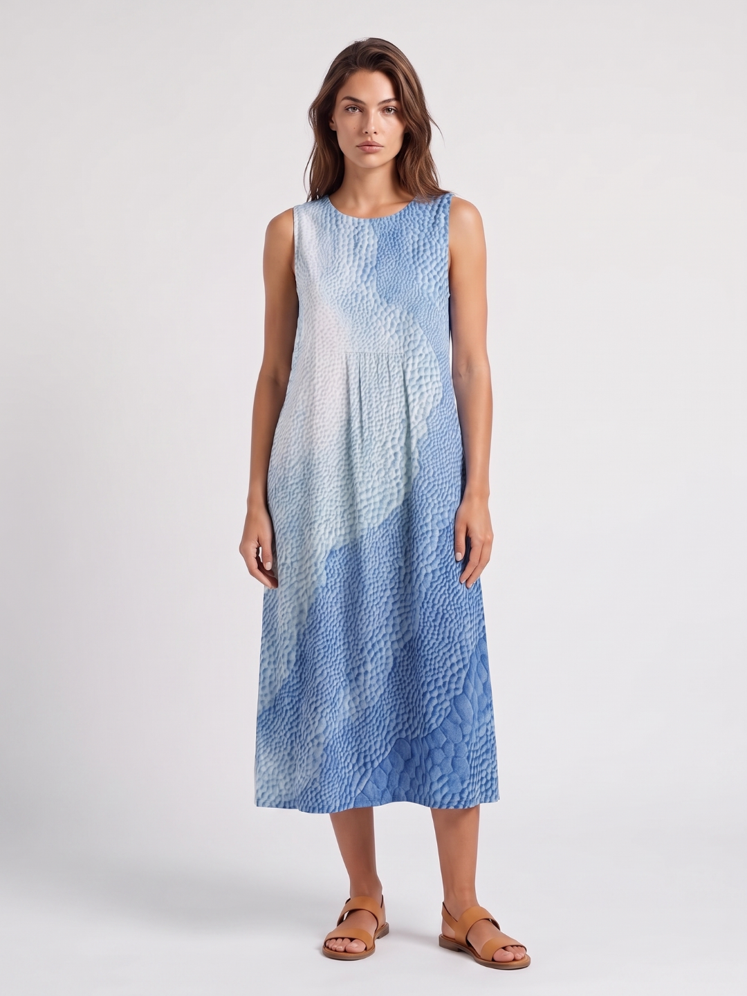 Margot | Striped Round Neck A-Line Midi Dress