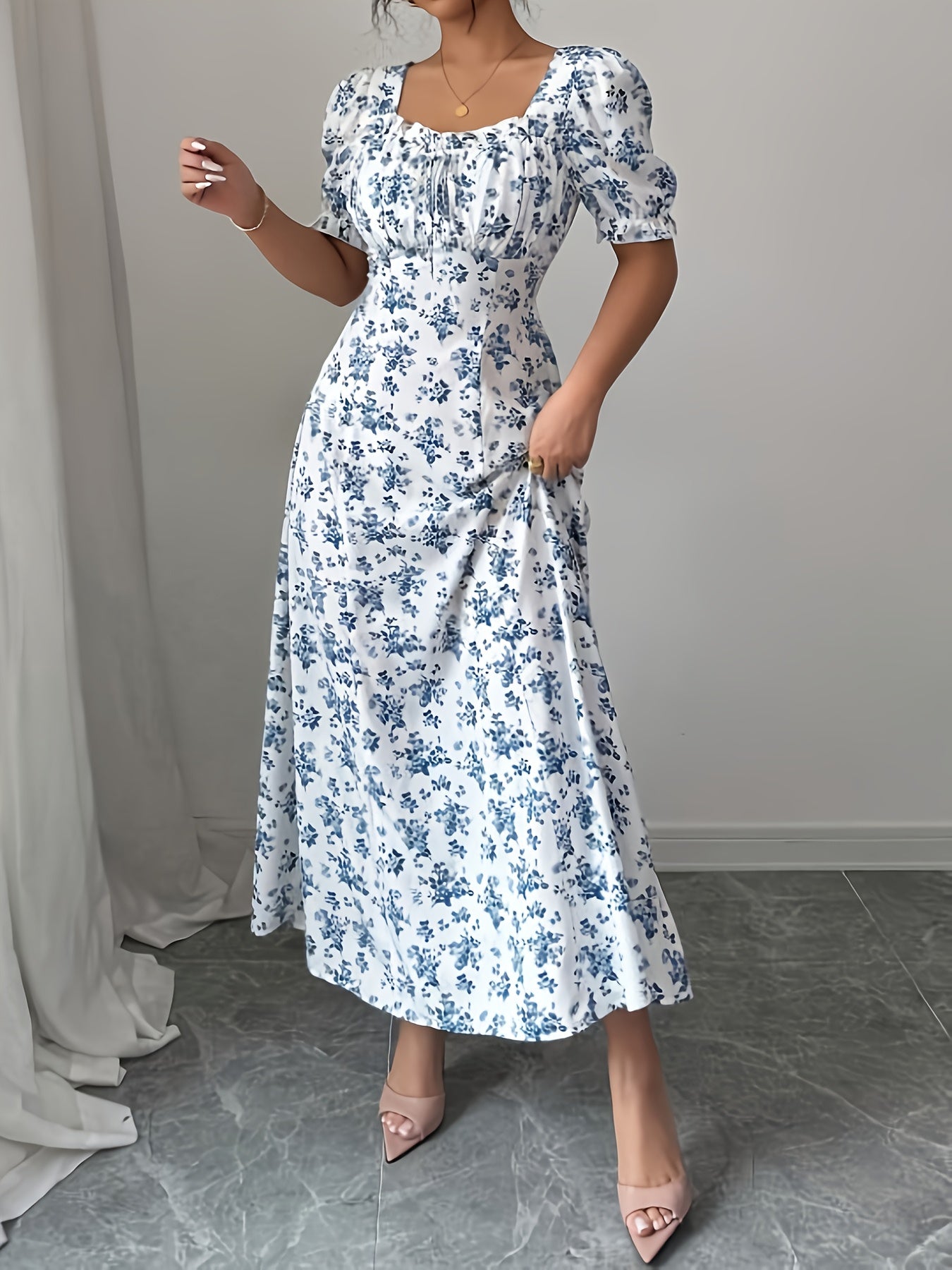 Ainsley | Floral Print Tie-Back Maxi Dress