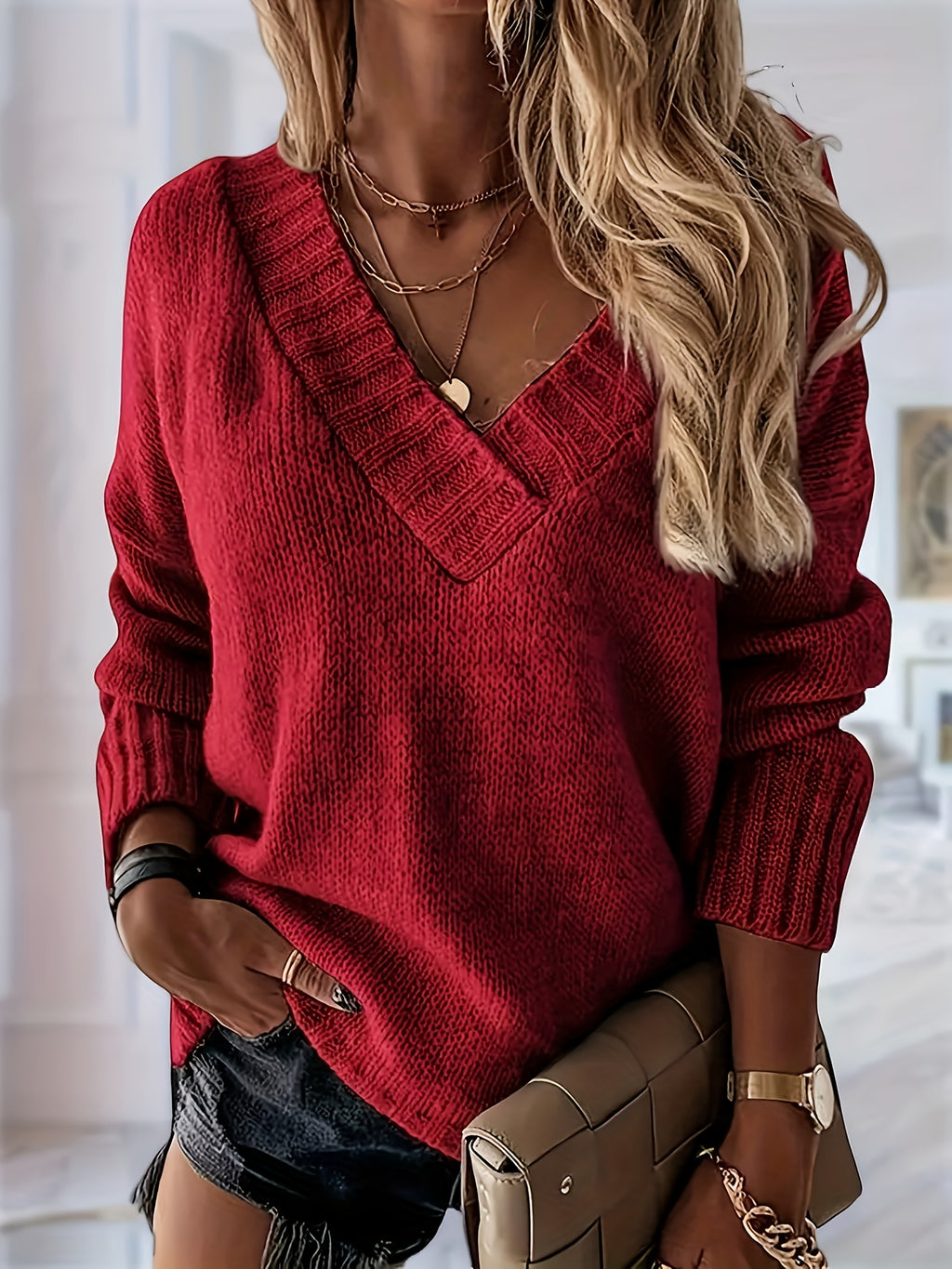 Callie | V-Neck Relaxed Knit Sweater