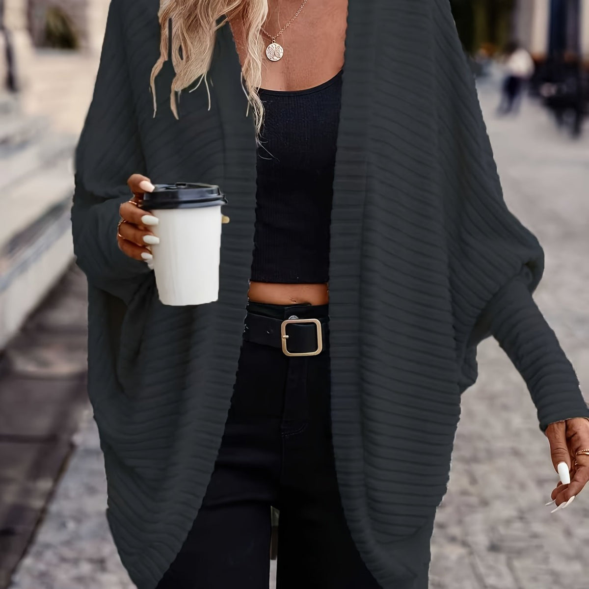 Annika | Longline Open Front Knit Cardigan - view 27