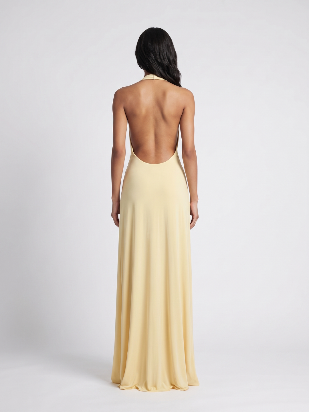 Luna | Plunge Halter Twist Knot High Slit Maxi Dress