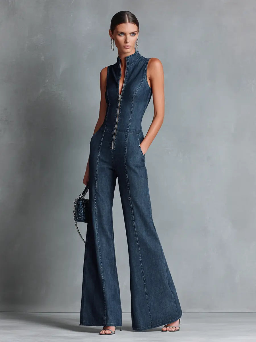 Susannah Women's Denim Flared Jumpsuit