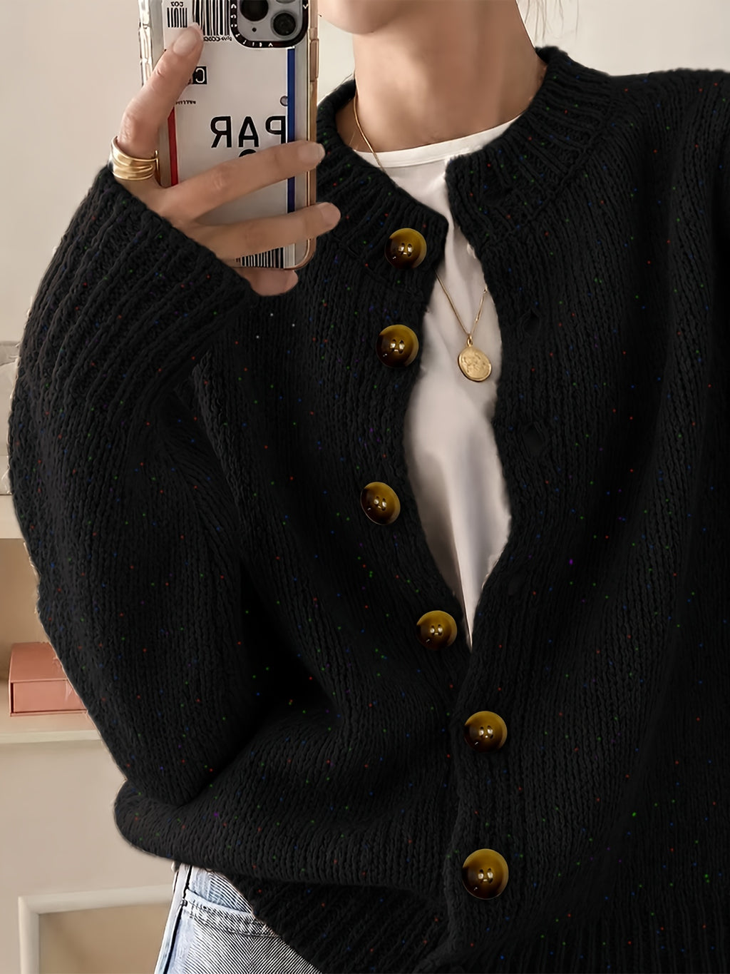 Anouk | Button Front Crew Neck Cardigan - view 6