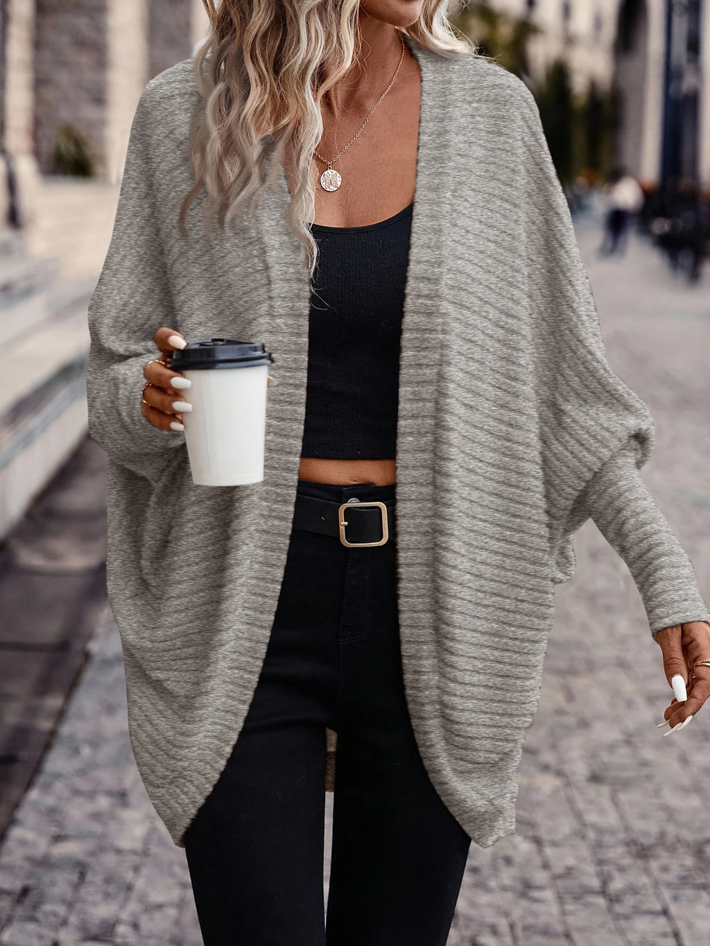 Annika | Longline Open Front Knit Cardigan - view 5