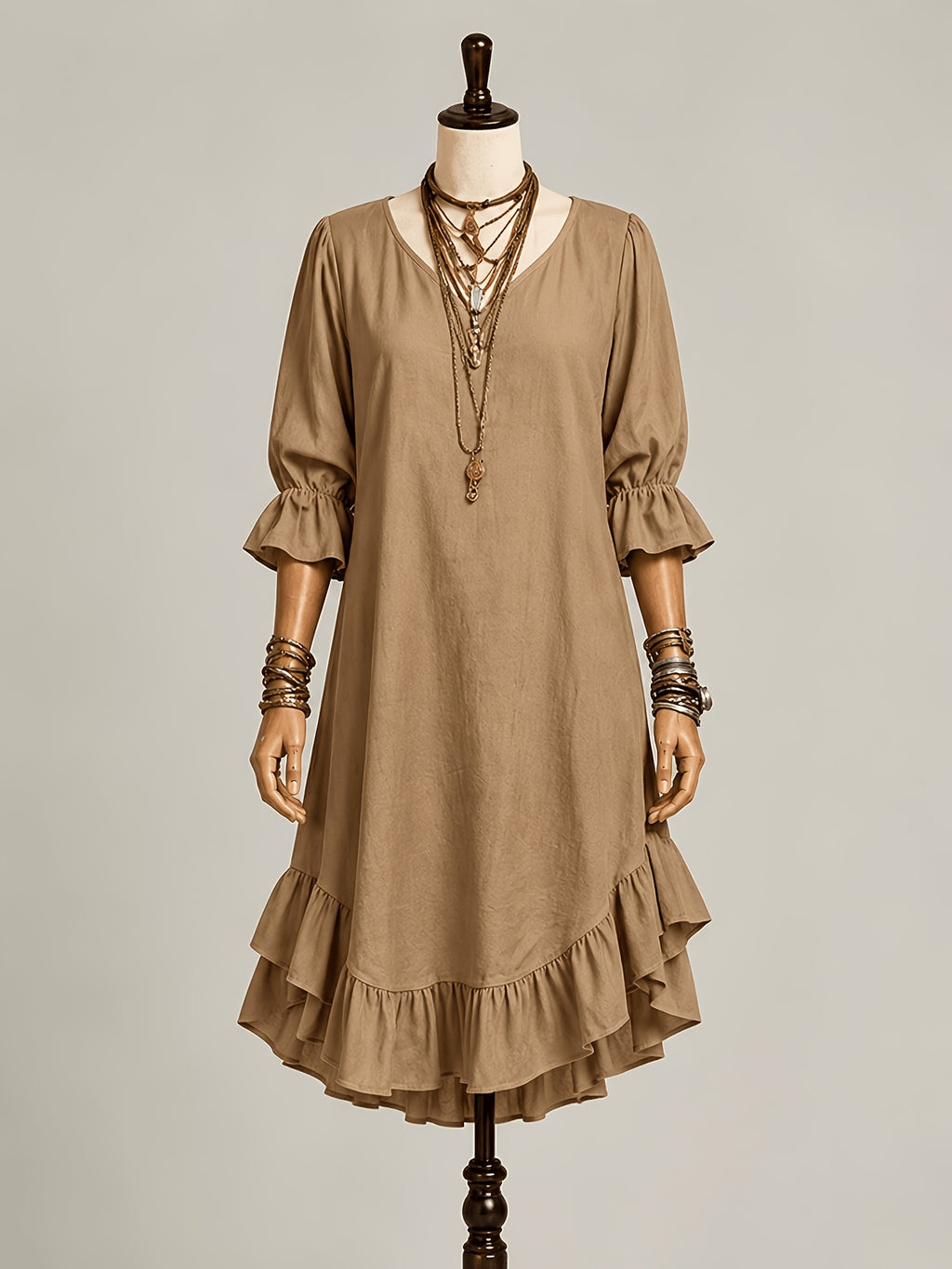 Blakely | Ruffle Sleeve V-Neck Midi Dress