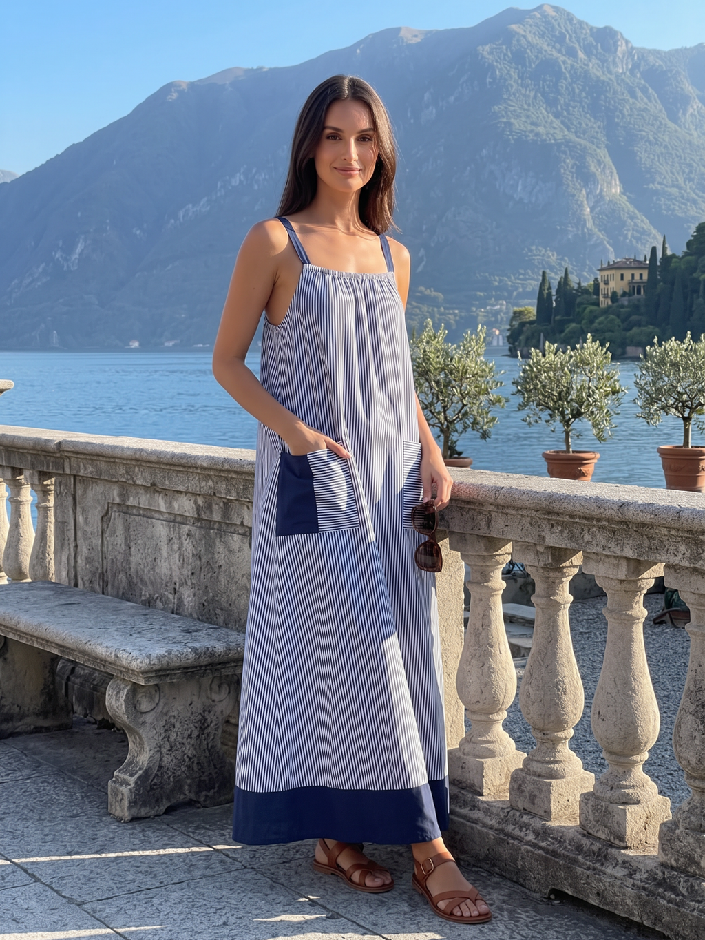 Willow | Striped Contrast Pocket Relaxed Maxi Sundress