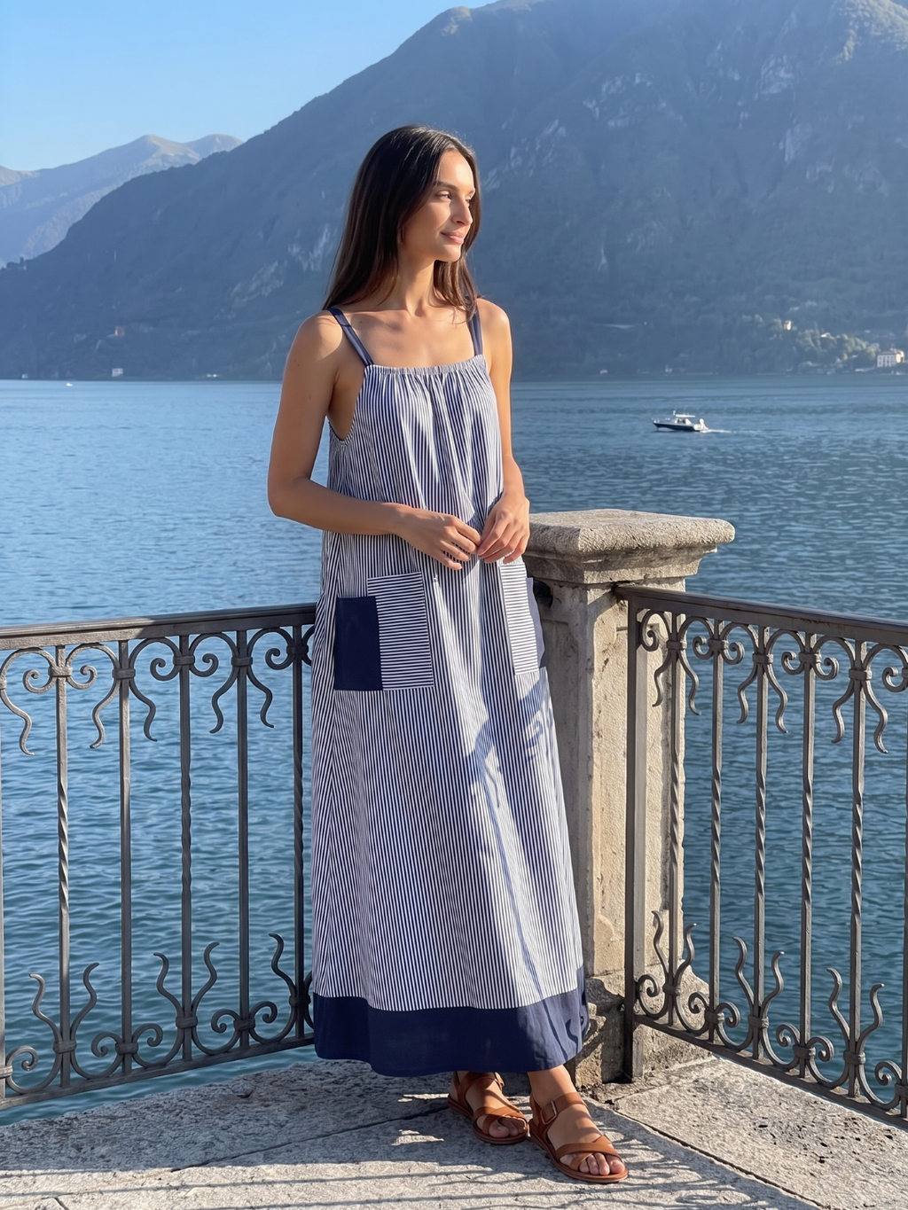 Willow | Striped Contrast Pocket Relaxed Maxi Sundress