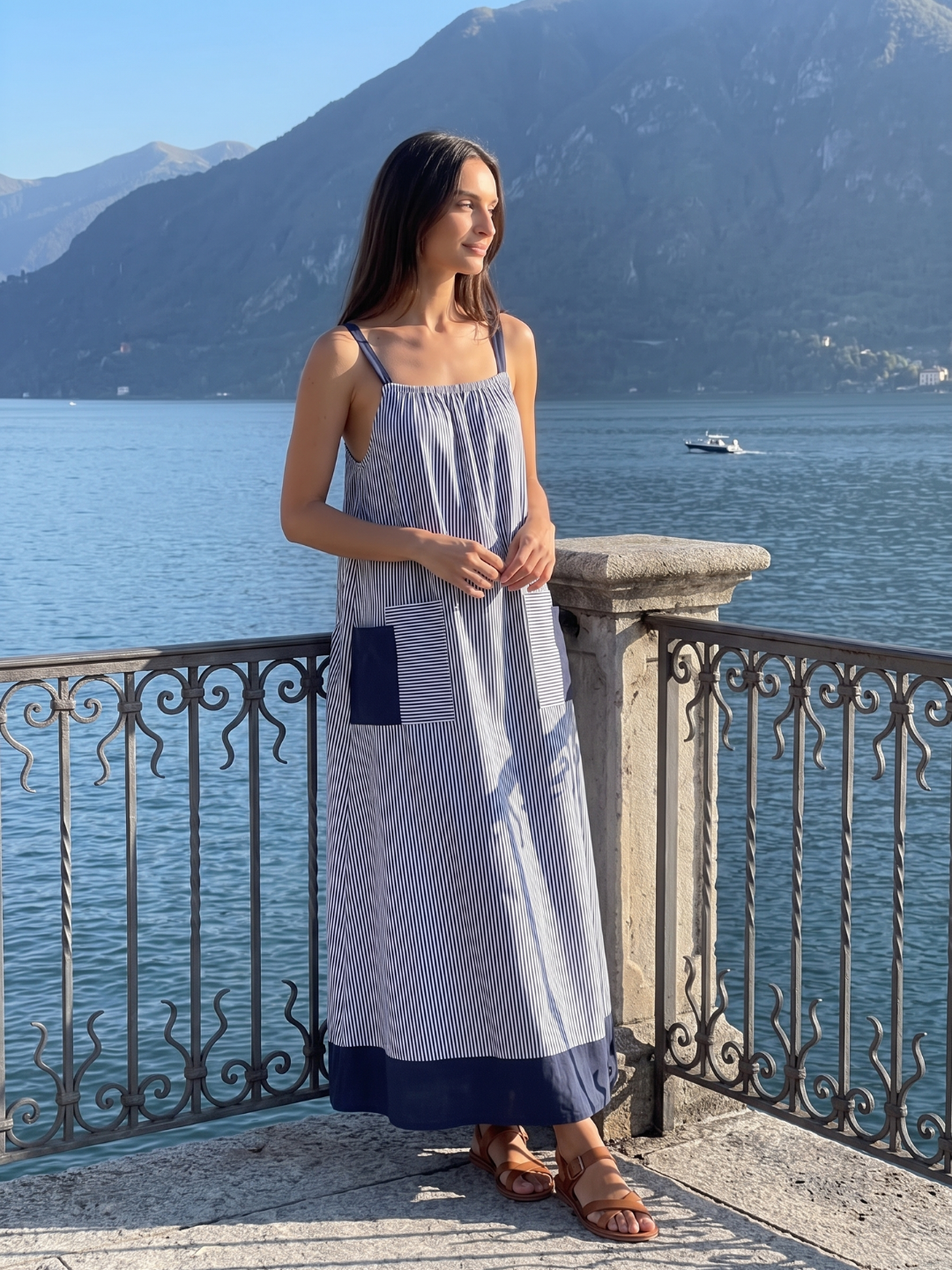 Willow | Striped Contrast Pocket Relaxed Maxi Sundress