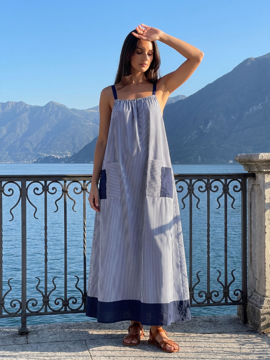 Willow | Striped Contrast Pocket Relaxed Maxi Sundress