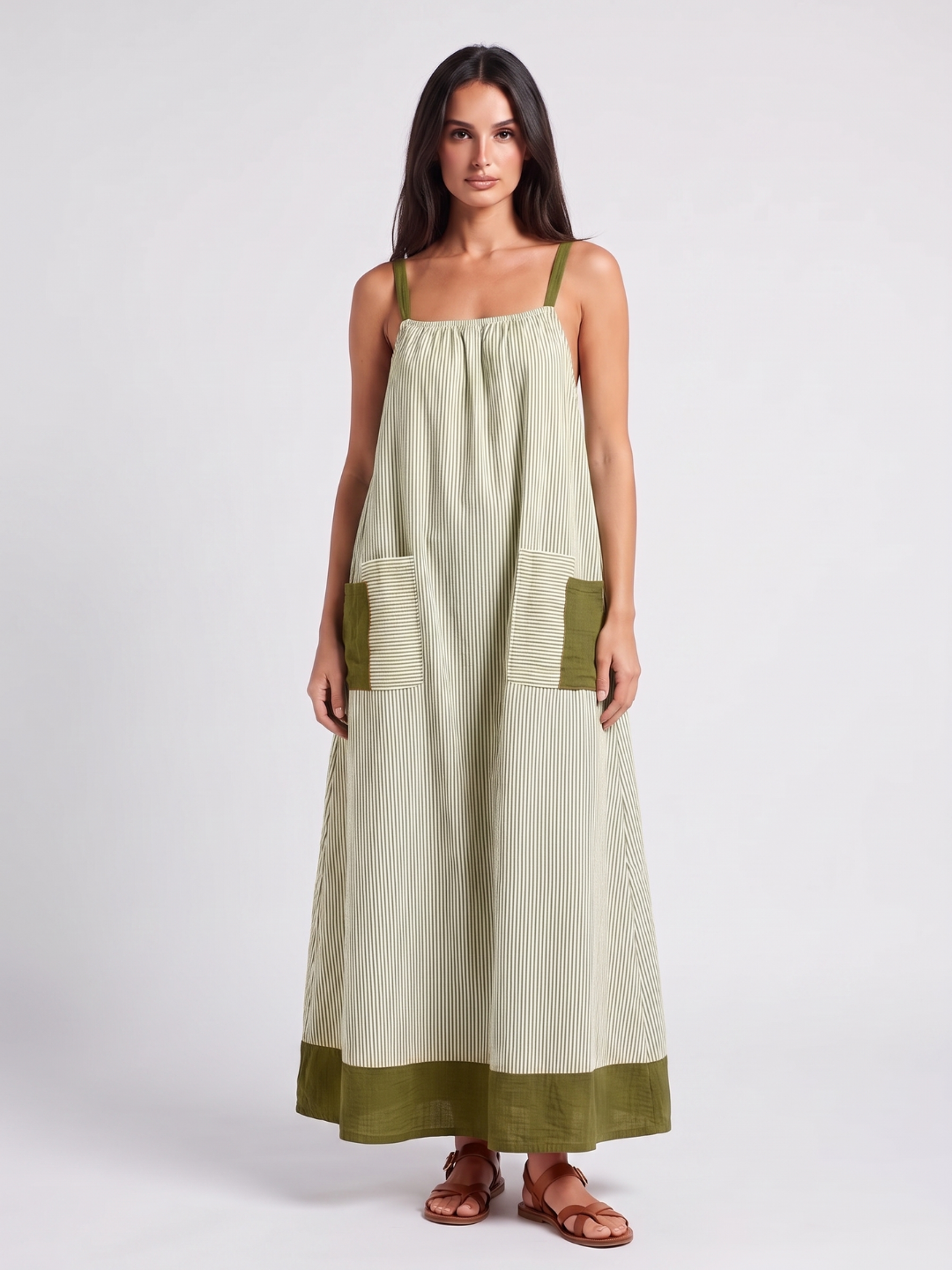 Willow | Striped Contrast Pocket Relaxed Maxi Sundress