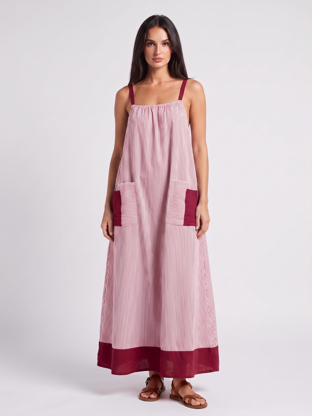Willow | Striped Contrast Pocket Relaxed Maxi Sundress