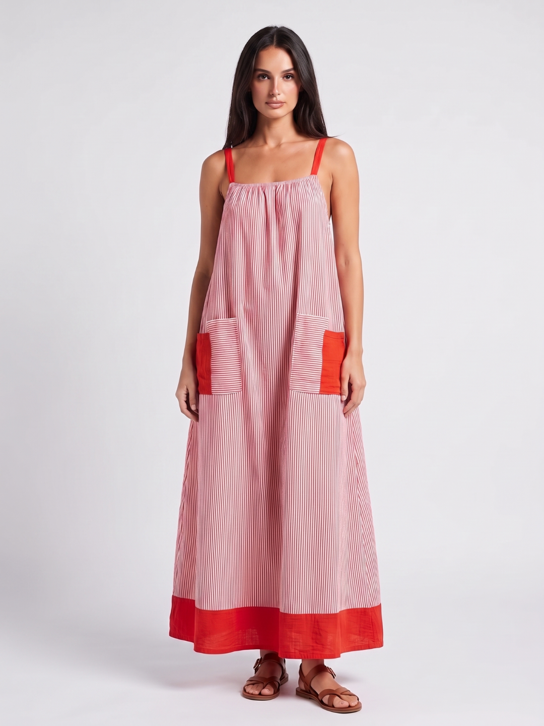 Willow | Striped Contrast Pocket Relaxed Maxi Sundress