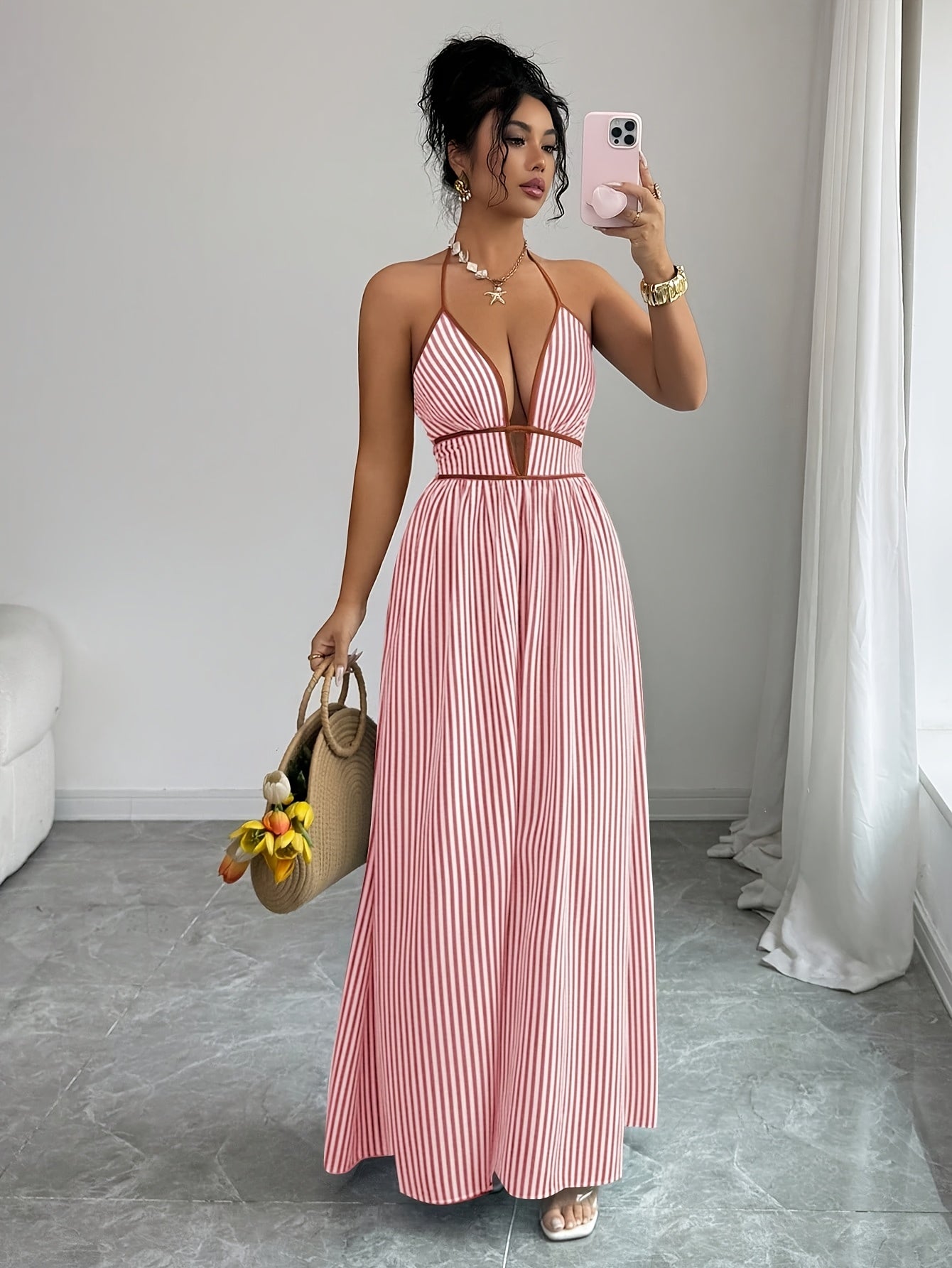 Tatum | Striped Colour-Block Wrap-Front Midi Dress