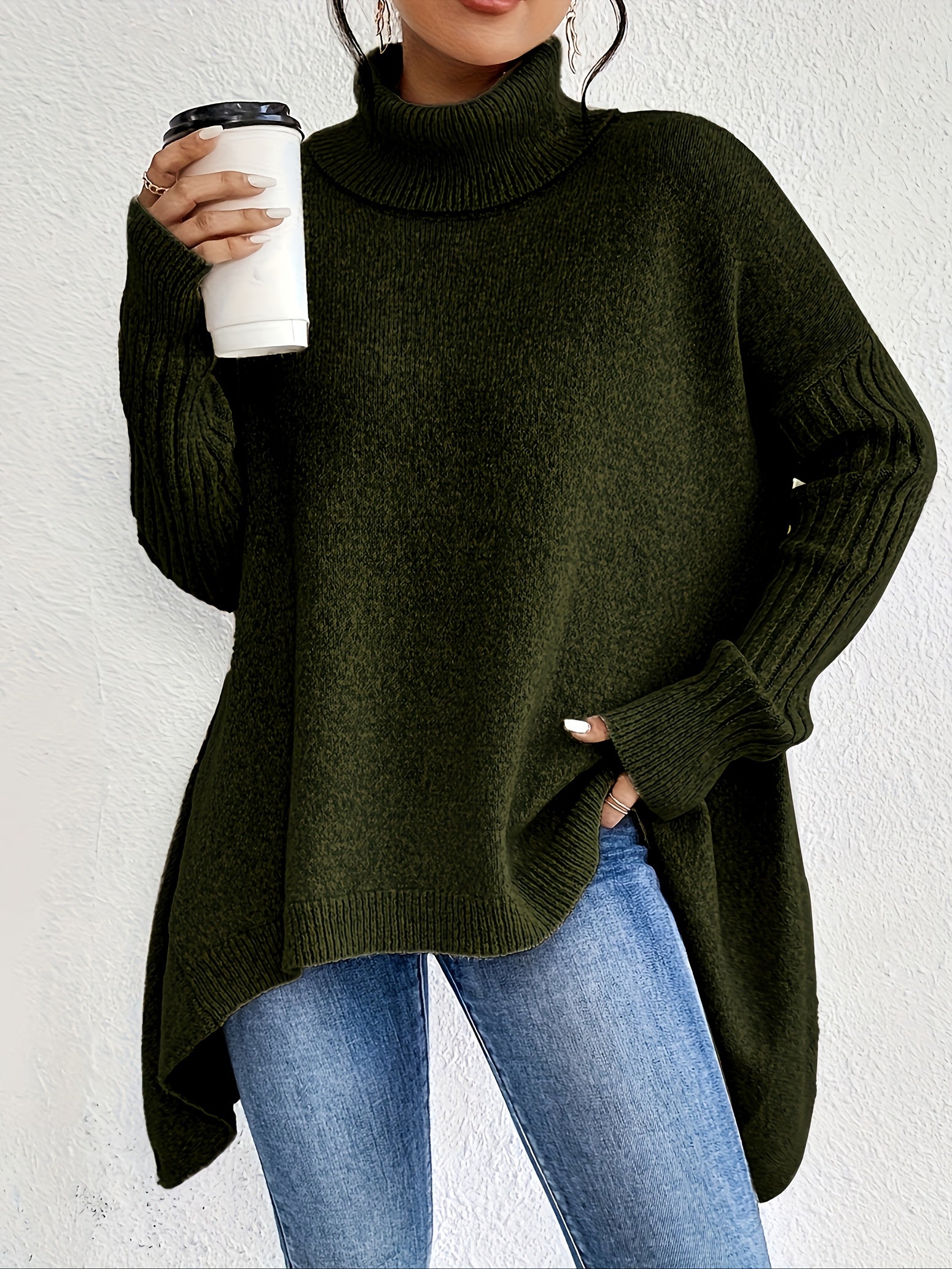 Elise | High Neck Long Sleeve Knit Pullover - view 4