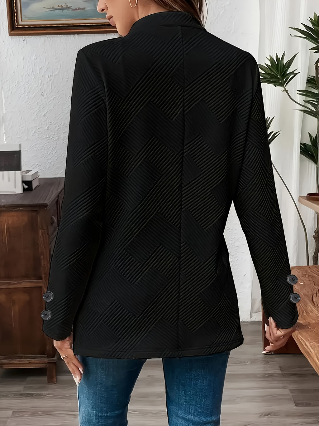 Genevieve | Textured Double Button Pocket Coat - view 6