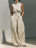 Ramona Women's Linen-Blend Wide-Leg Pants Set