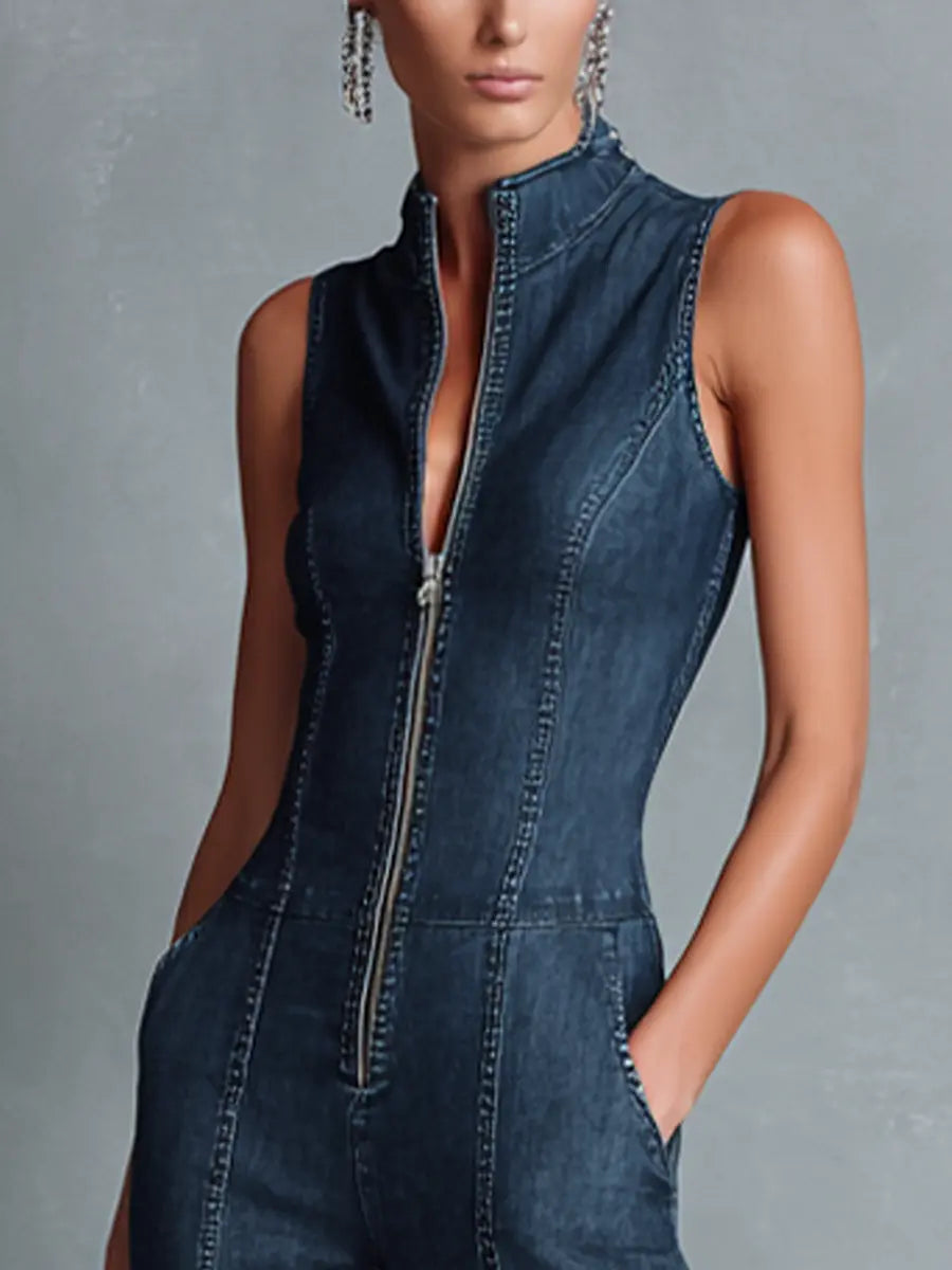 Susannah Women's Denim Flared Jumpsuit