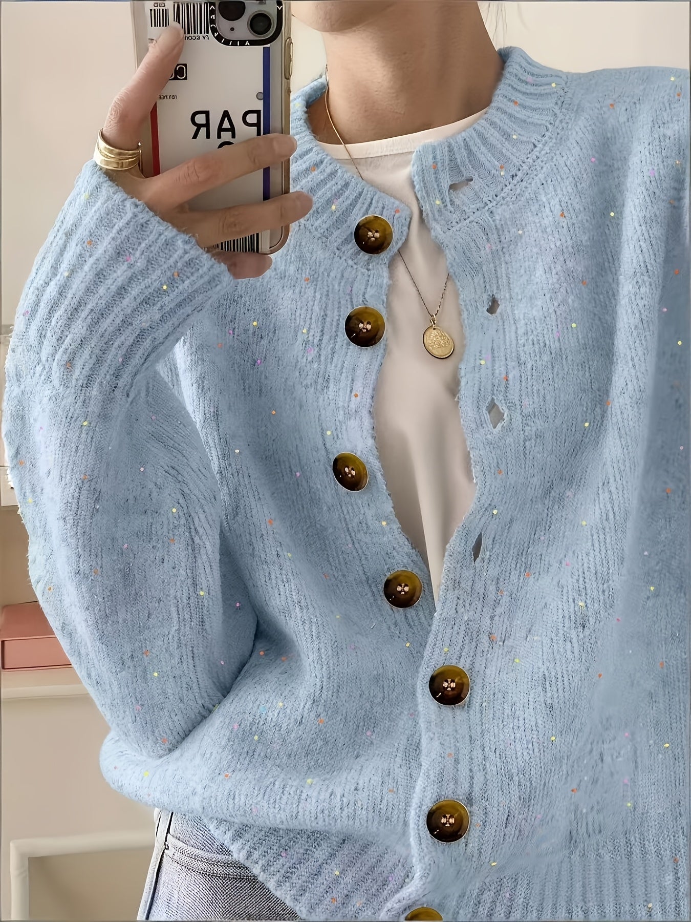 Anouk | Button Front Crew Neck Cardigan - view 11
