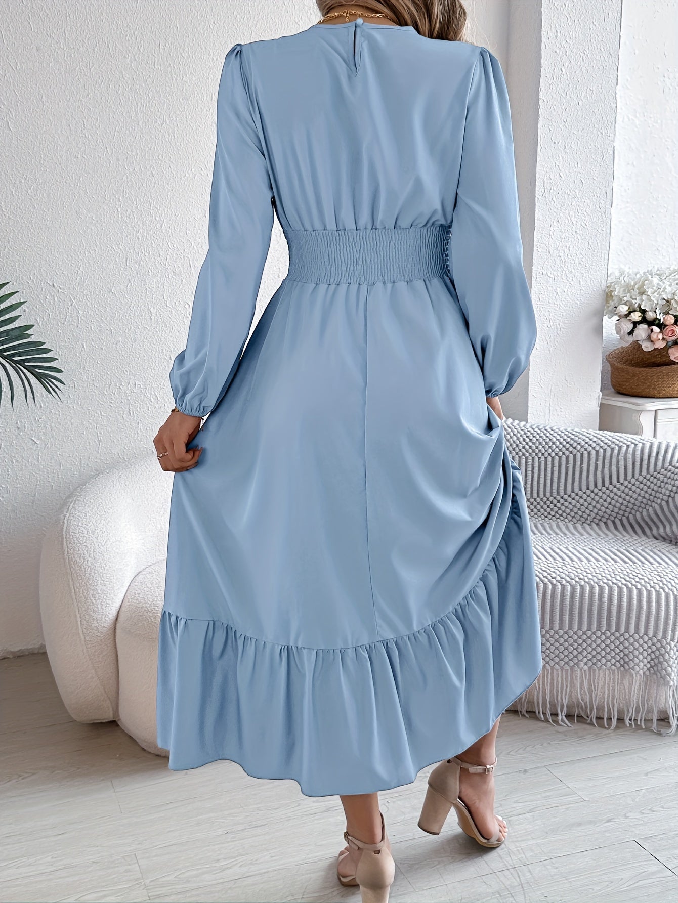 Kinsley | Waist-Gathered Ruffle Hem Maxi Dress