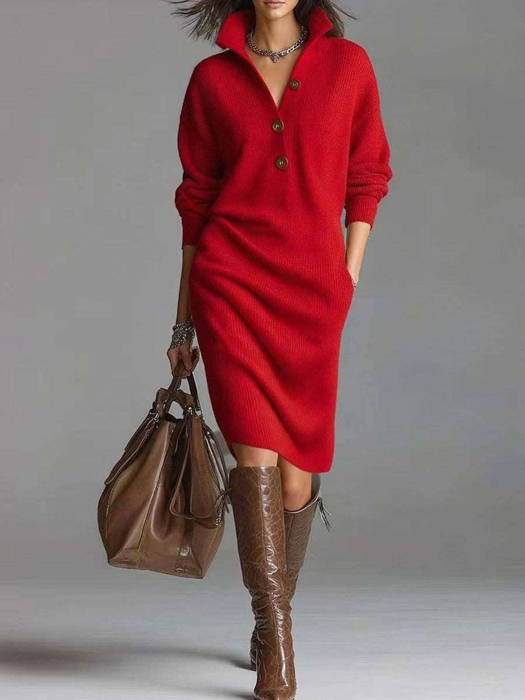 Kennedy | Raglan Sleeve Single-Breasted Dress