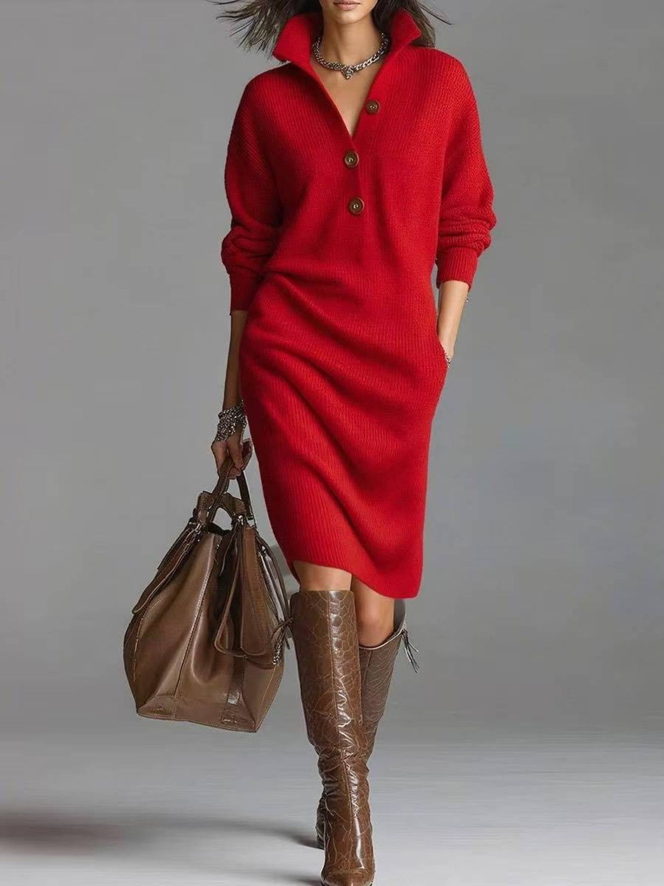 Kennedy | Raglan Sleeve Single-Breasted Dress