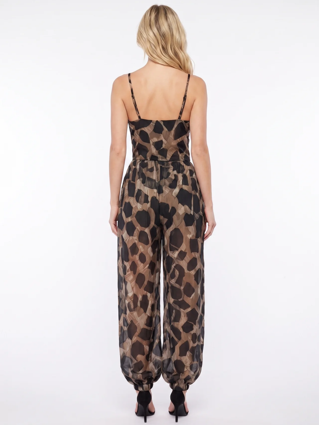 Sabine | Tie-Front Deep V Printed Wide-Leg Jumpsuit