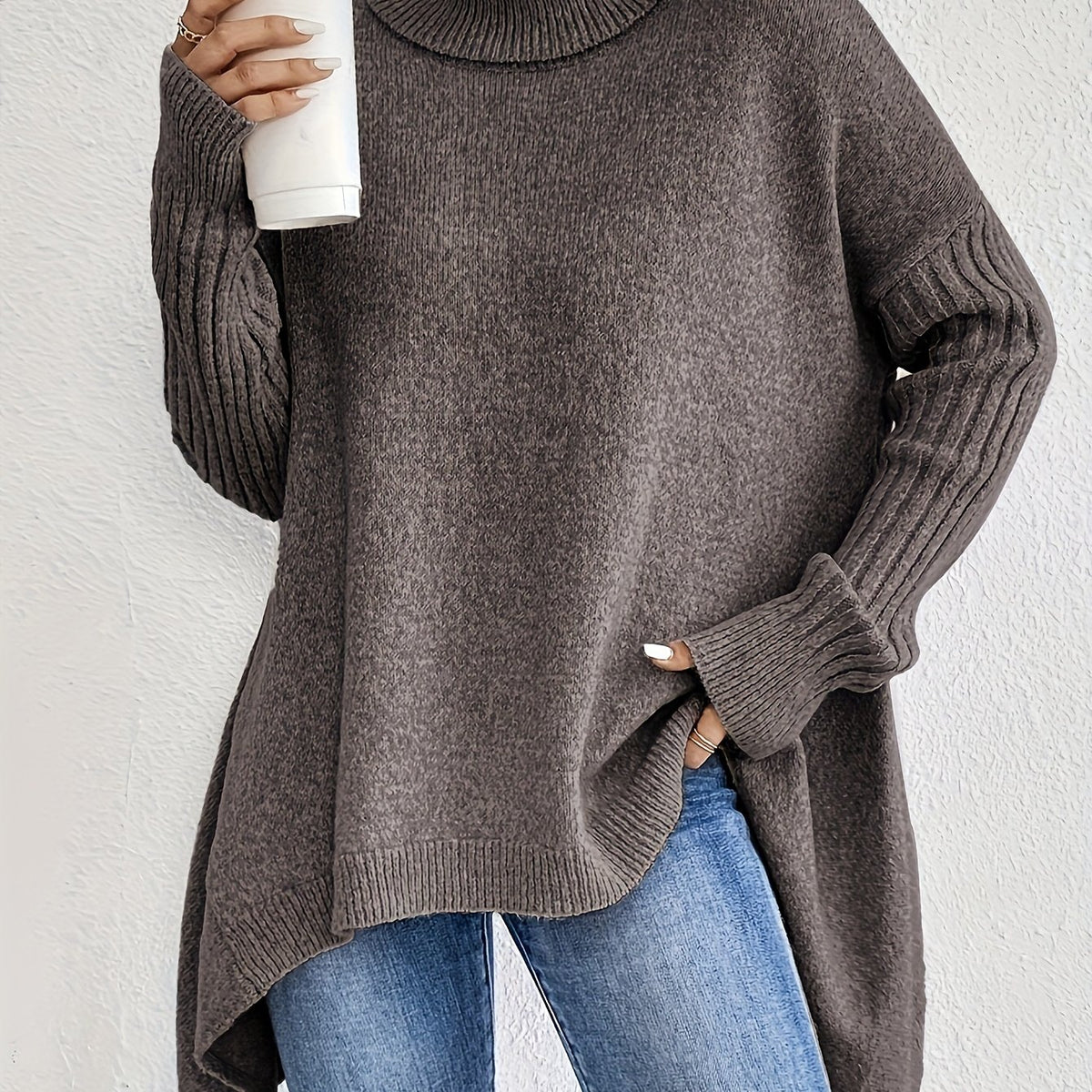 Elise | High Neck Long Sleeve Knit Pullover - view 14