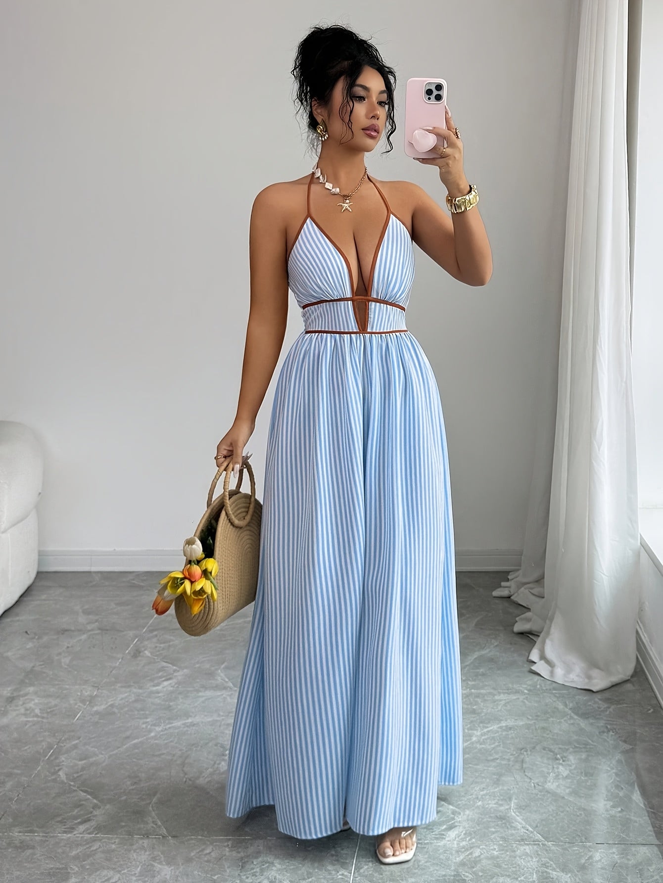 Tatum | Striped Colour-Block Wrap-Front Midi Dress