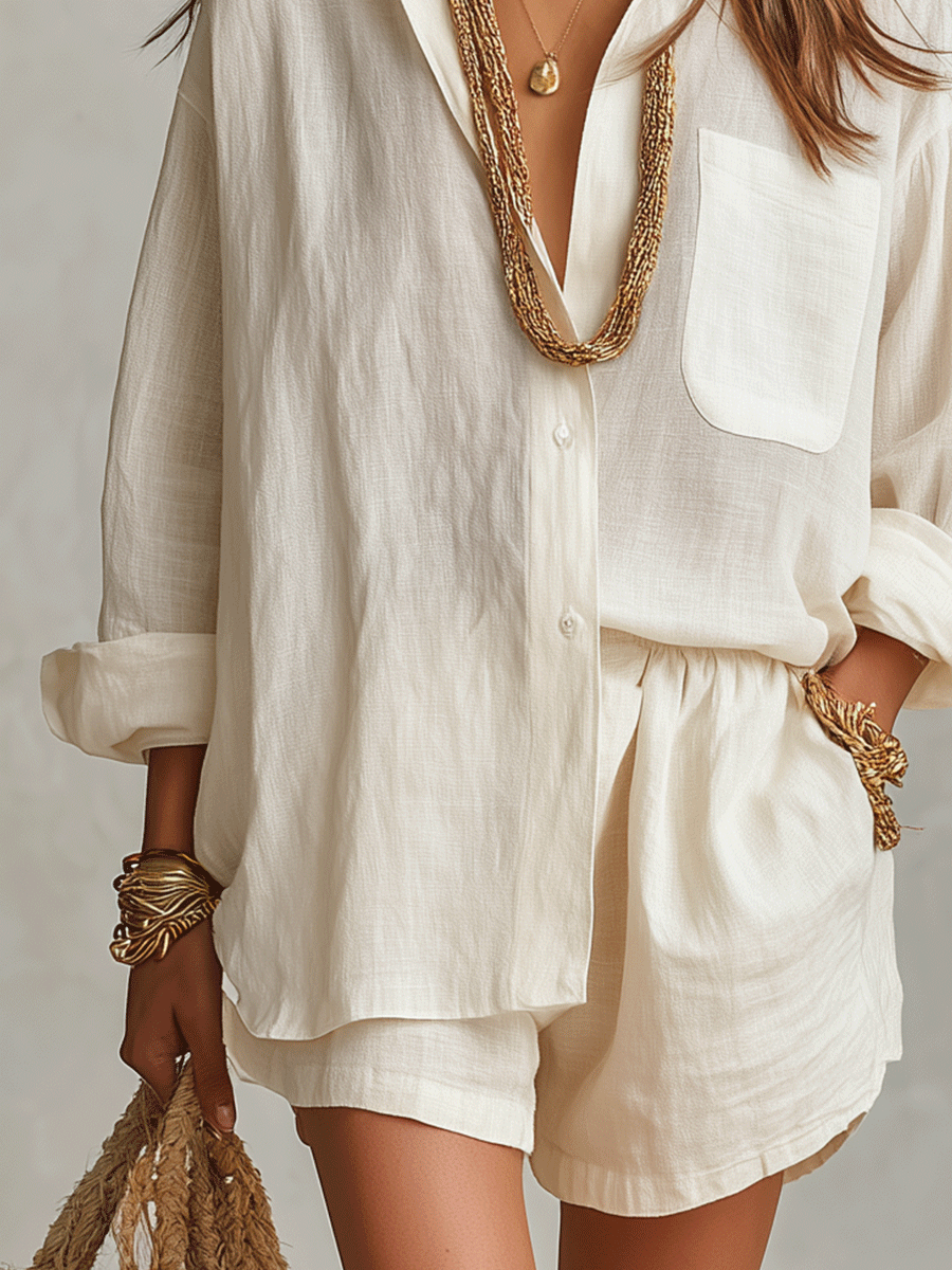 Diana Women's Linen Shirt & Shorts Set