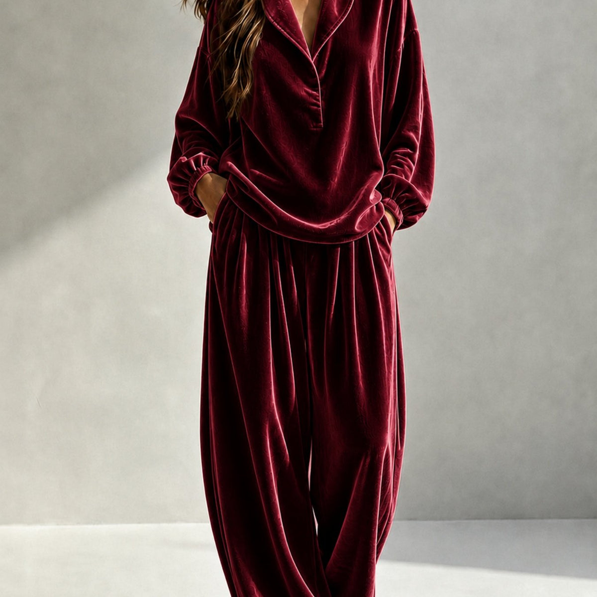 Hadley | Velvet Lapel Top and Trousers Set