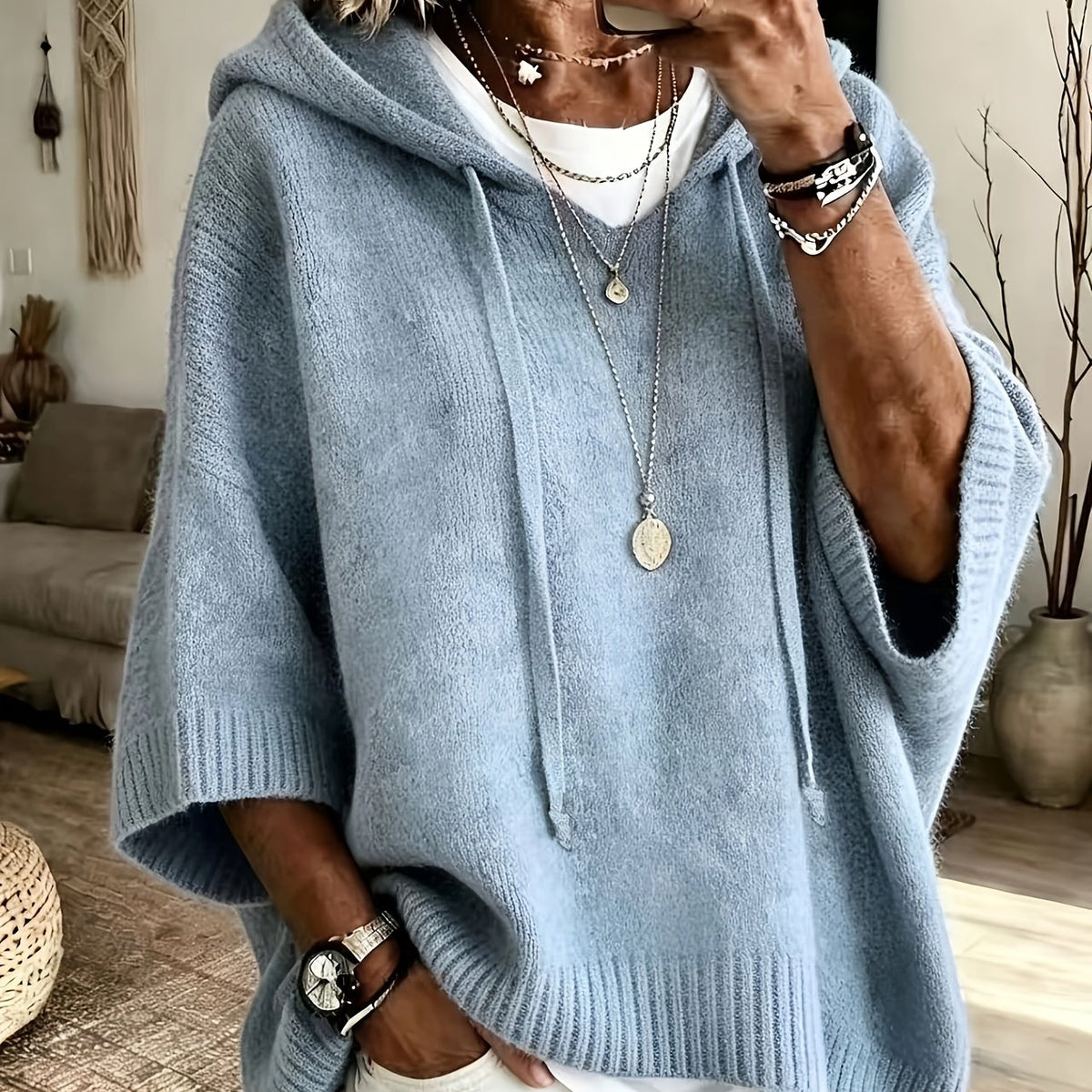 Rue | Drop Shoulder Drawstring Hoodie - view 13