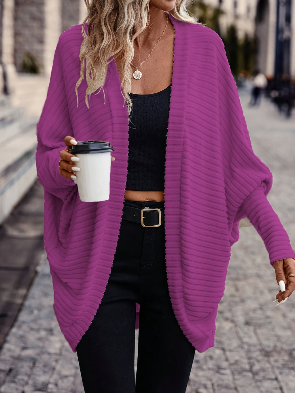 Annika | Longline Open Front Knit Cardigan - view 9